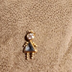 Gold and Silver Triangle Figure Birthstone/ March 14K Gold